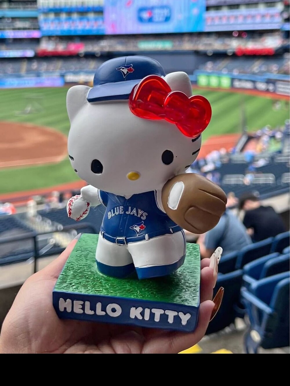 NWB Hello Kitty Blue Jays Bobble Head With Light On Bow
